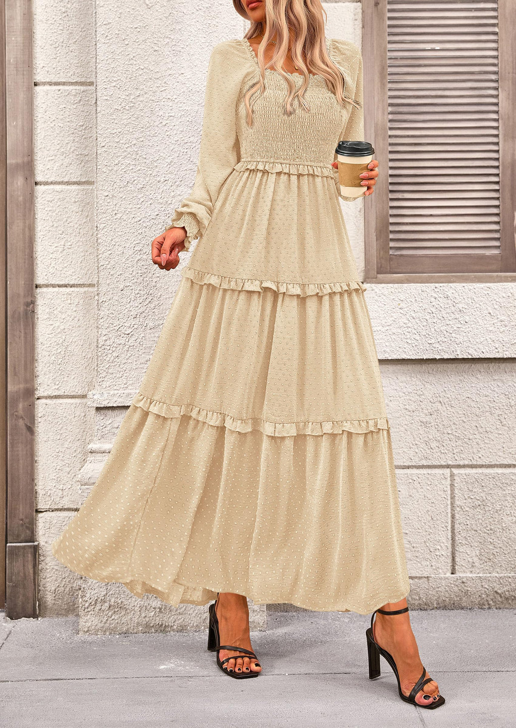 Vestido largo de plumetis