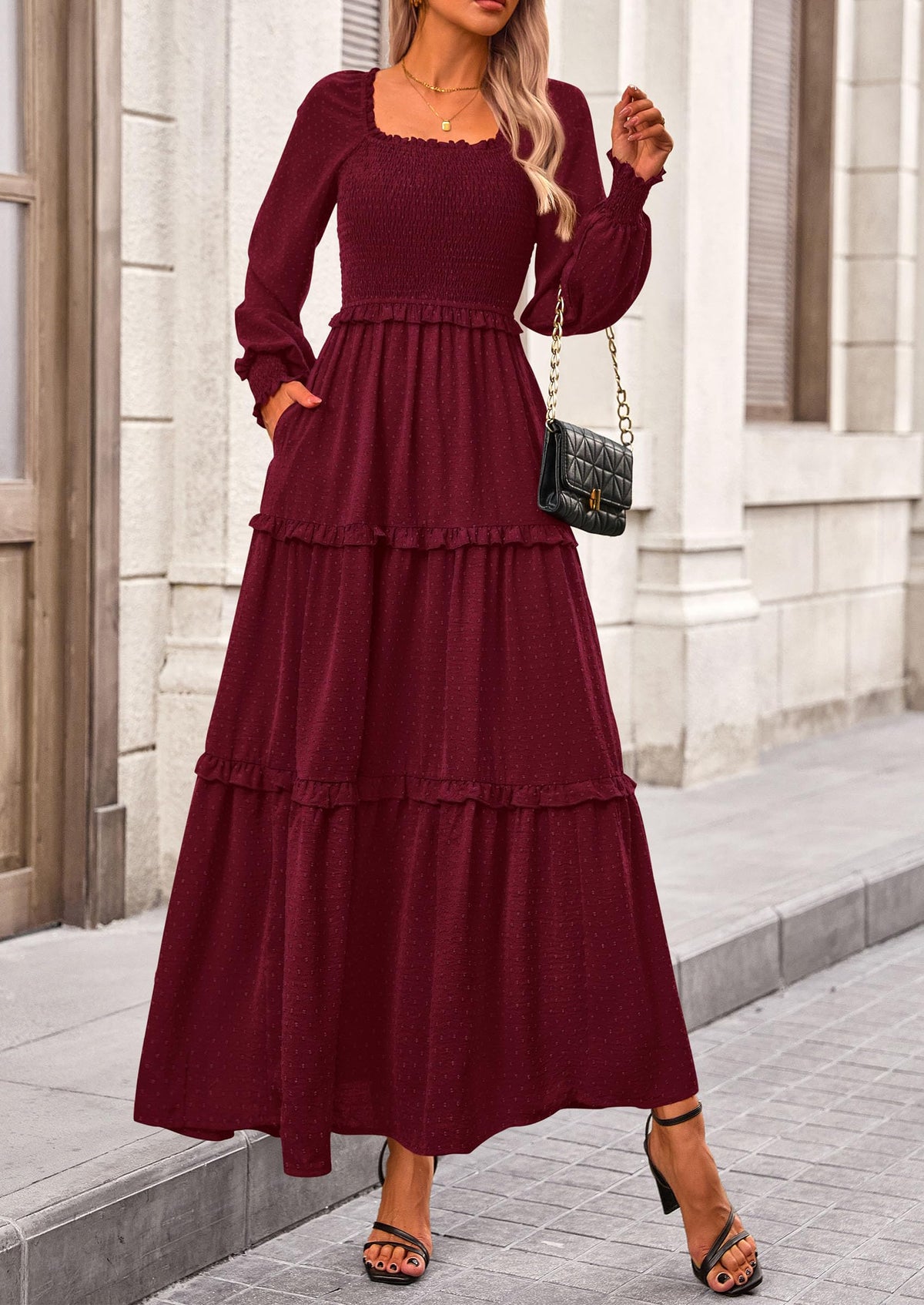 Vestido largo de plumetis