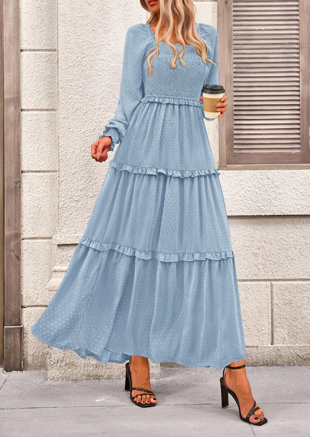 Vestido largo de plumetis