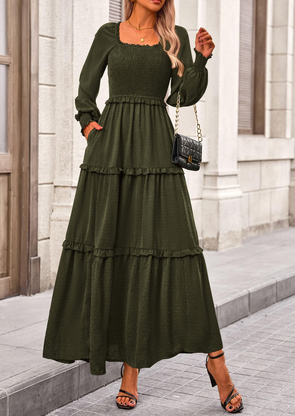 Vestido largo de plumetis