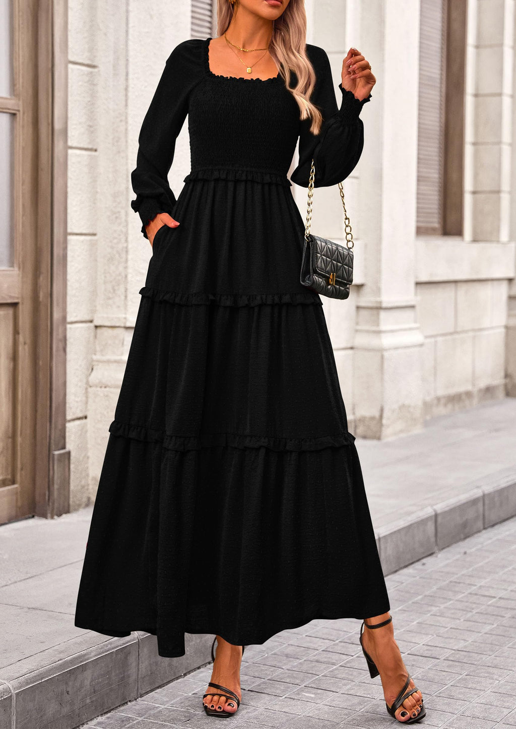 Vestido largo de plumetis