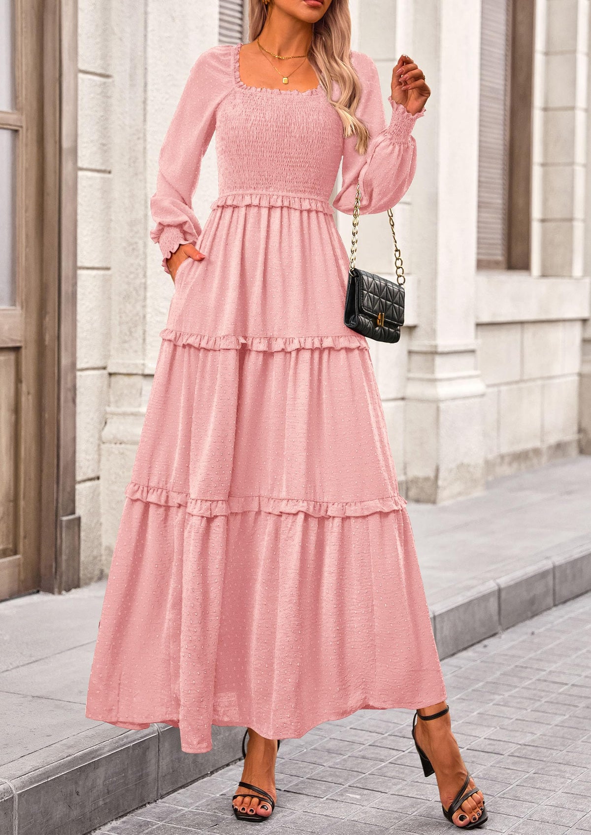 Vestido largo de plumetis