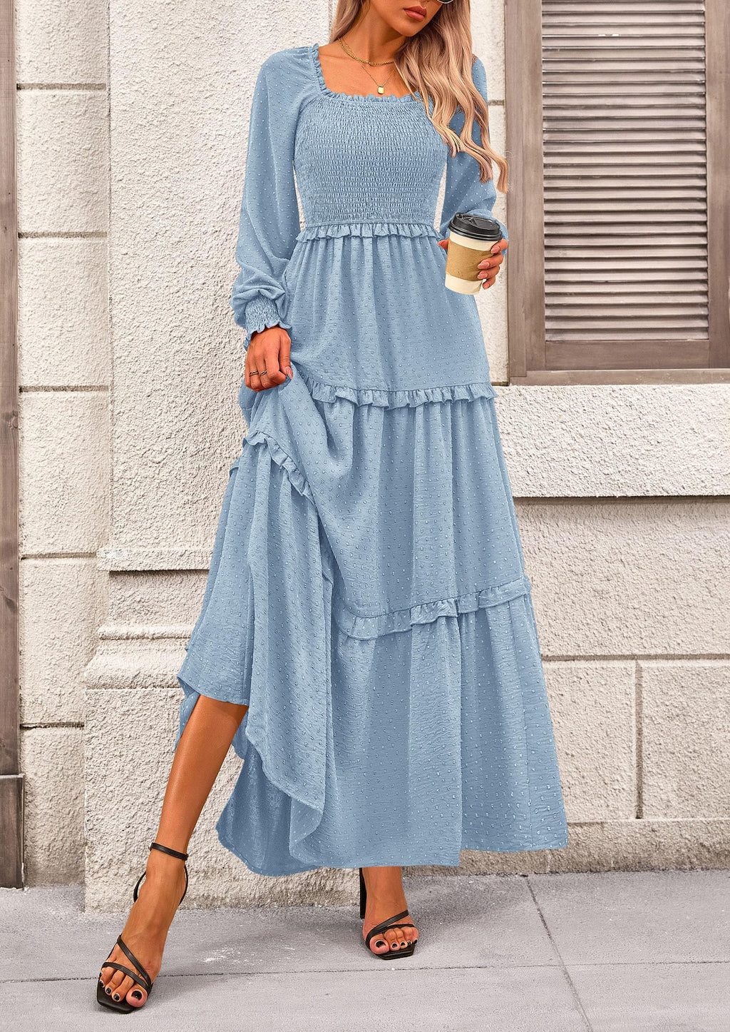 Vestido largo de plumetis