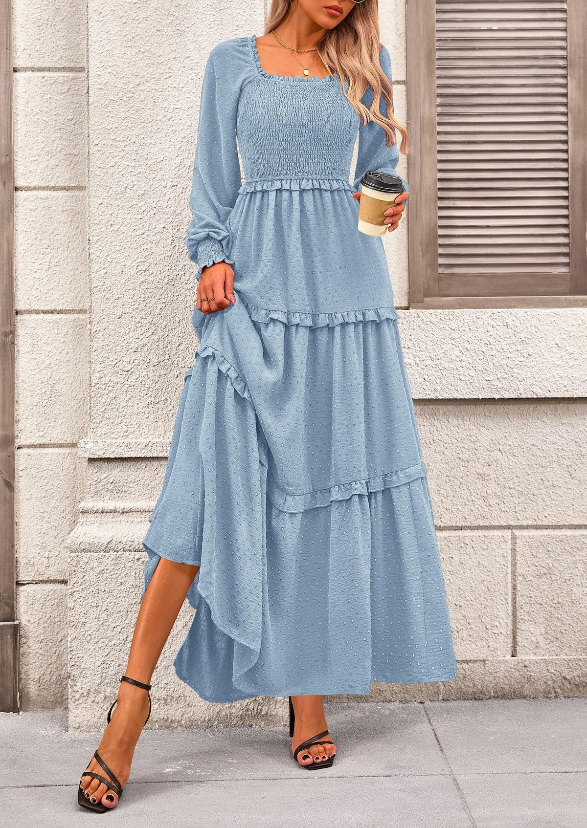 Vestido largo de plumetis