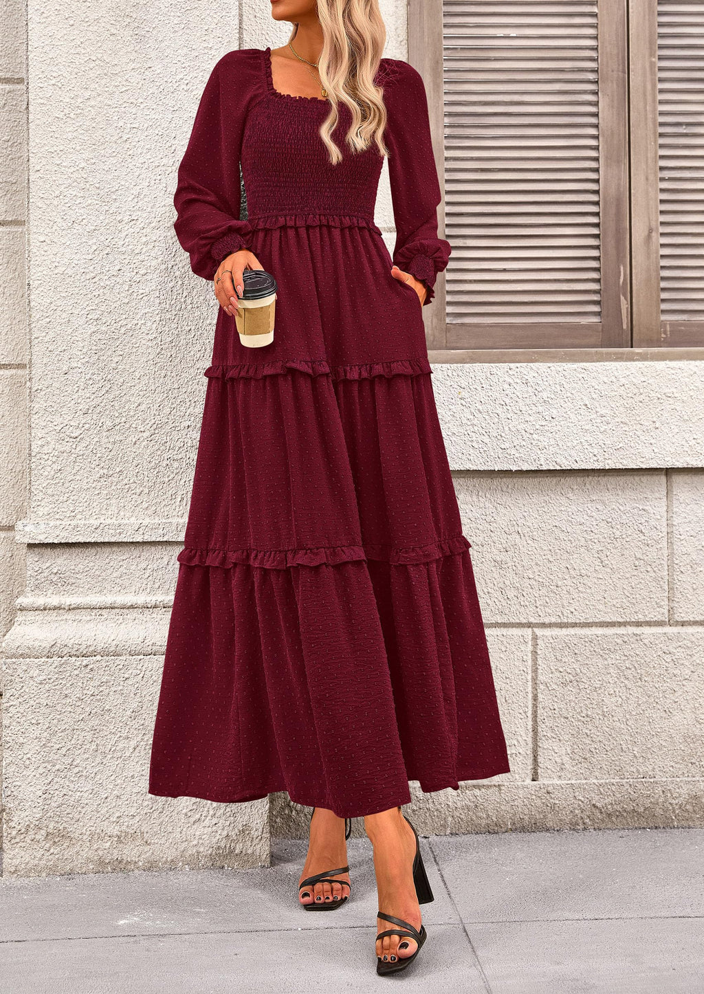 Vestido largo de plumetis