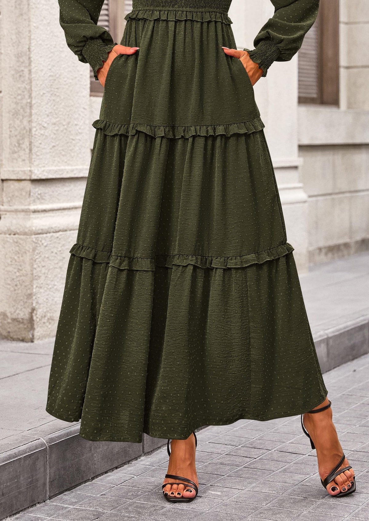 Vestido largo de plumetis