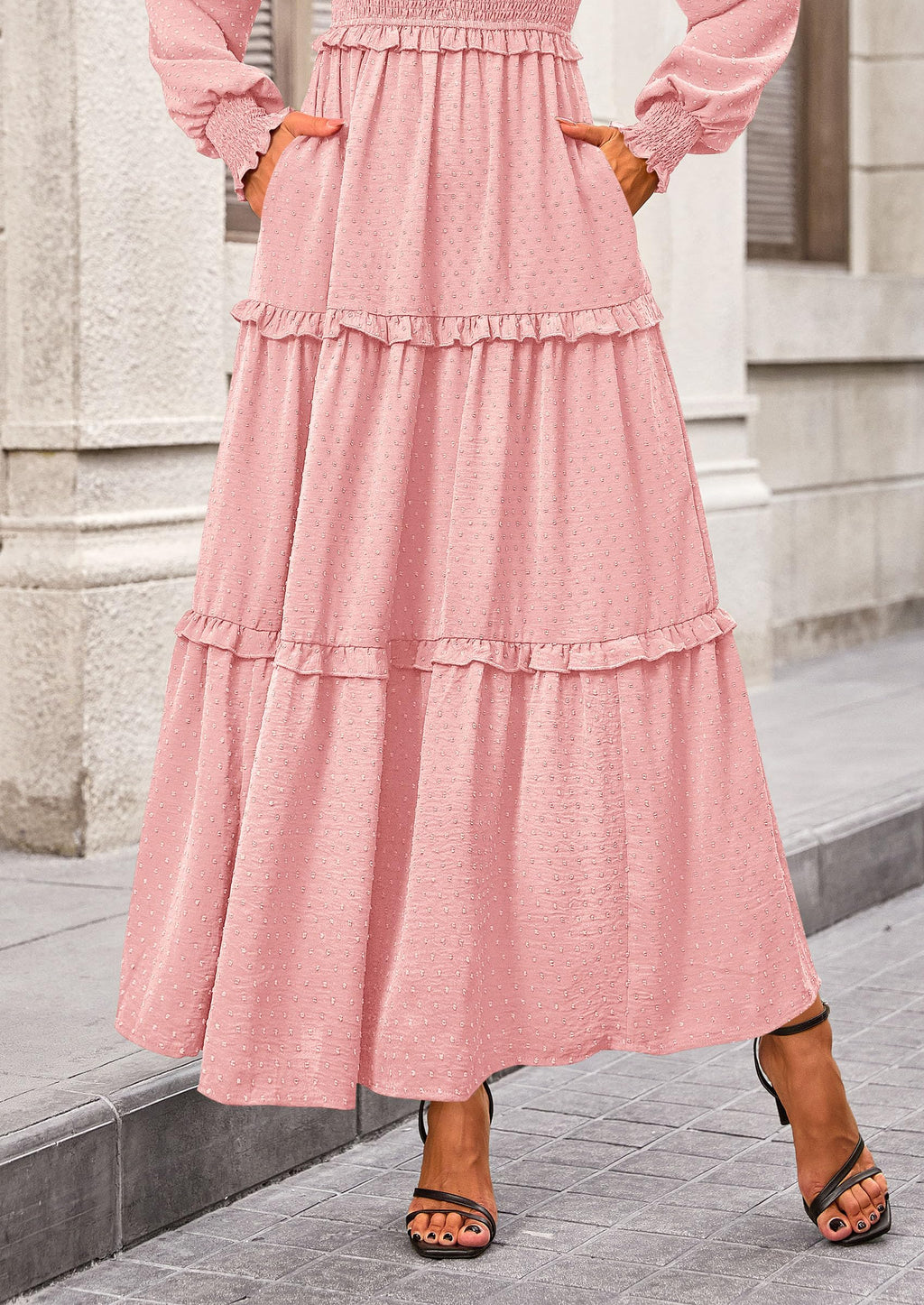 Vestido largo de plumetis