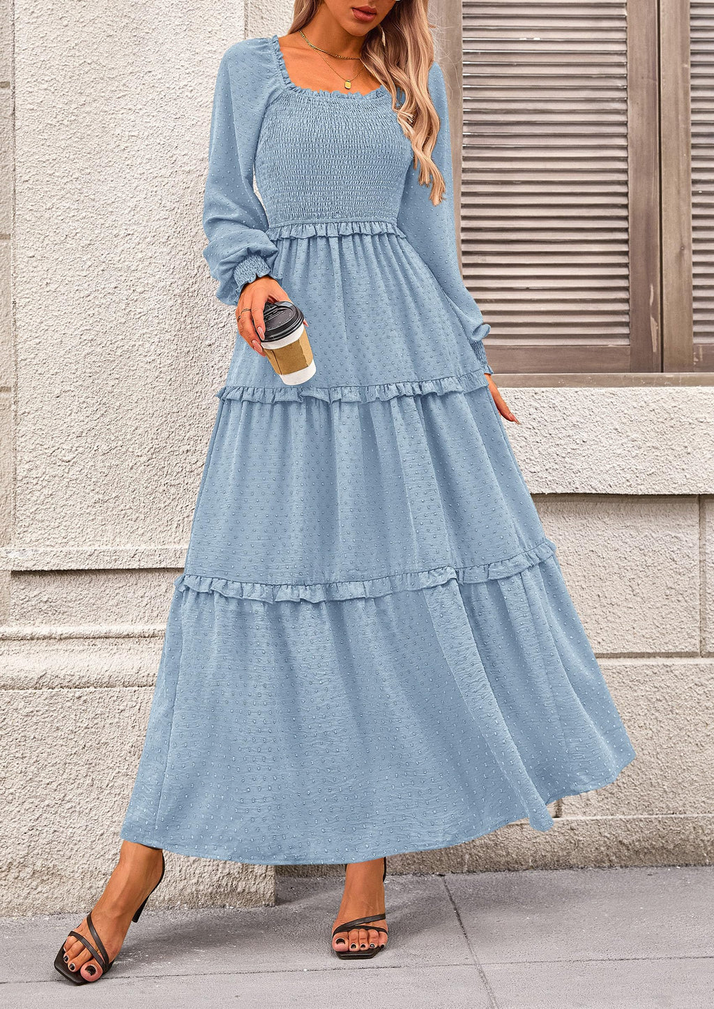 Vestido largo de plumetis