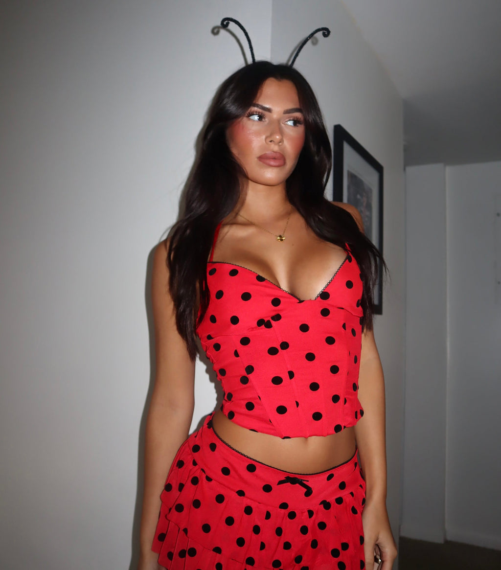 Top bustier de lunares Mariquita de la Suerte