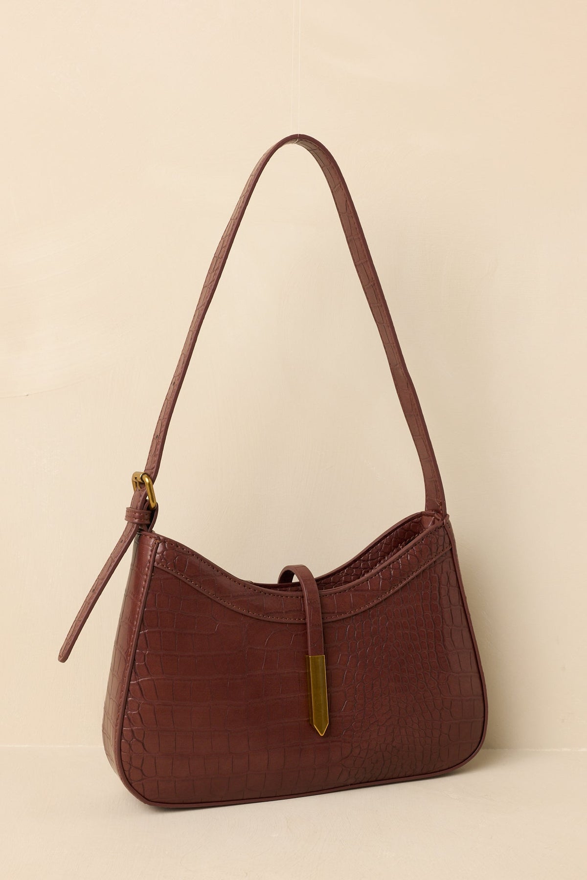 Bolso de mano de lujo de cuero marrón chocolate