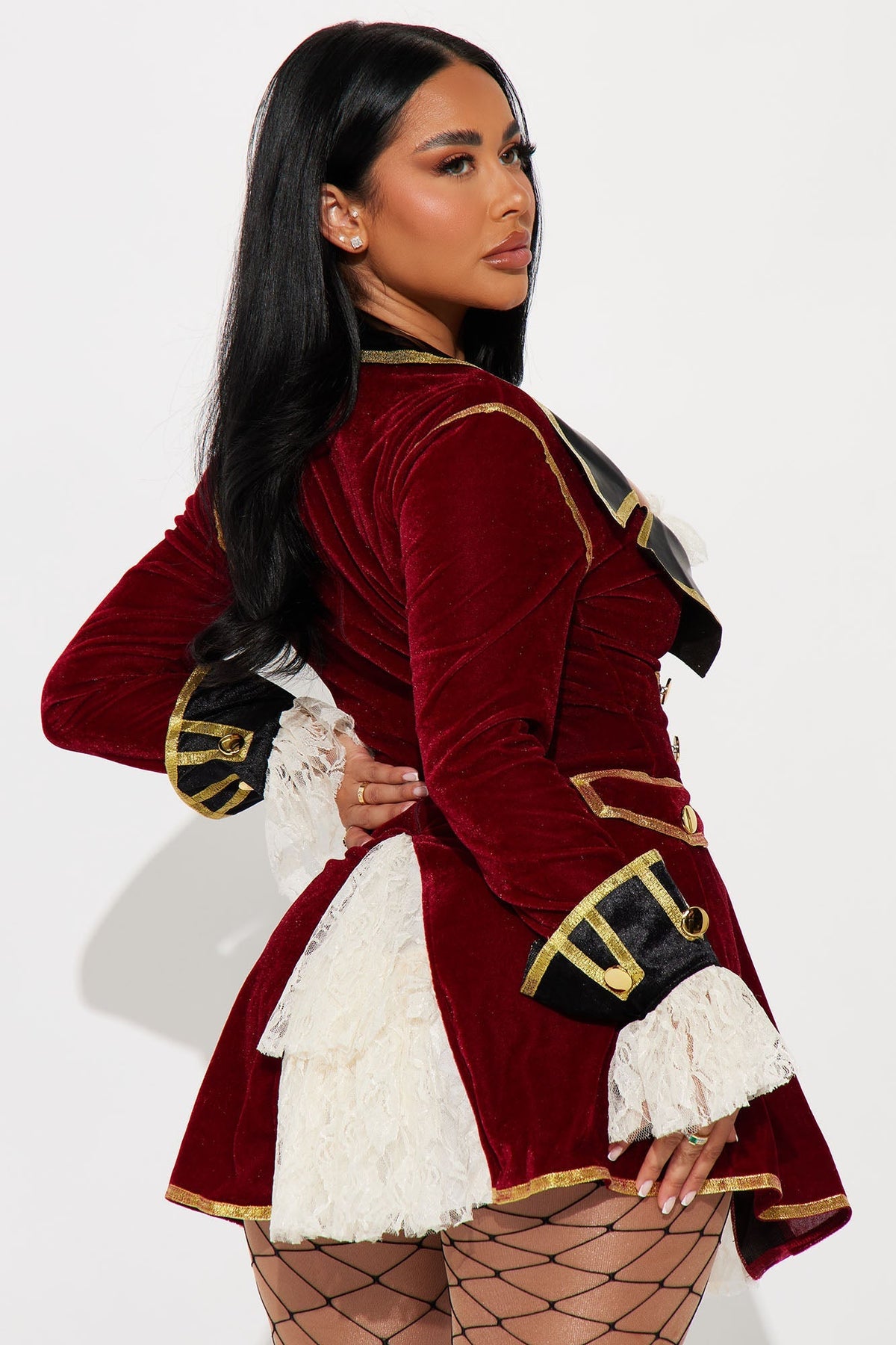 Vestido de disfraz de capitana pirata sexy de una pieza – combinación roja