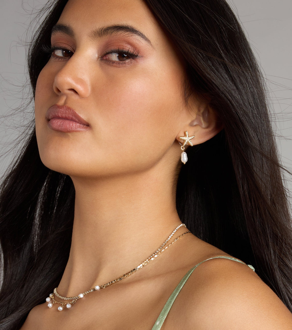 Pendientes colgantes Coastal Crush con estrellas de mar y perlas – Joyería elegante inspirada en la playa