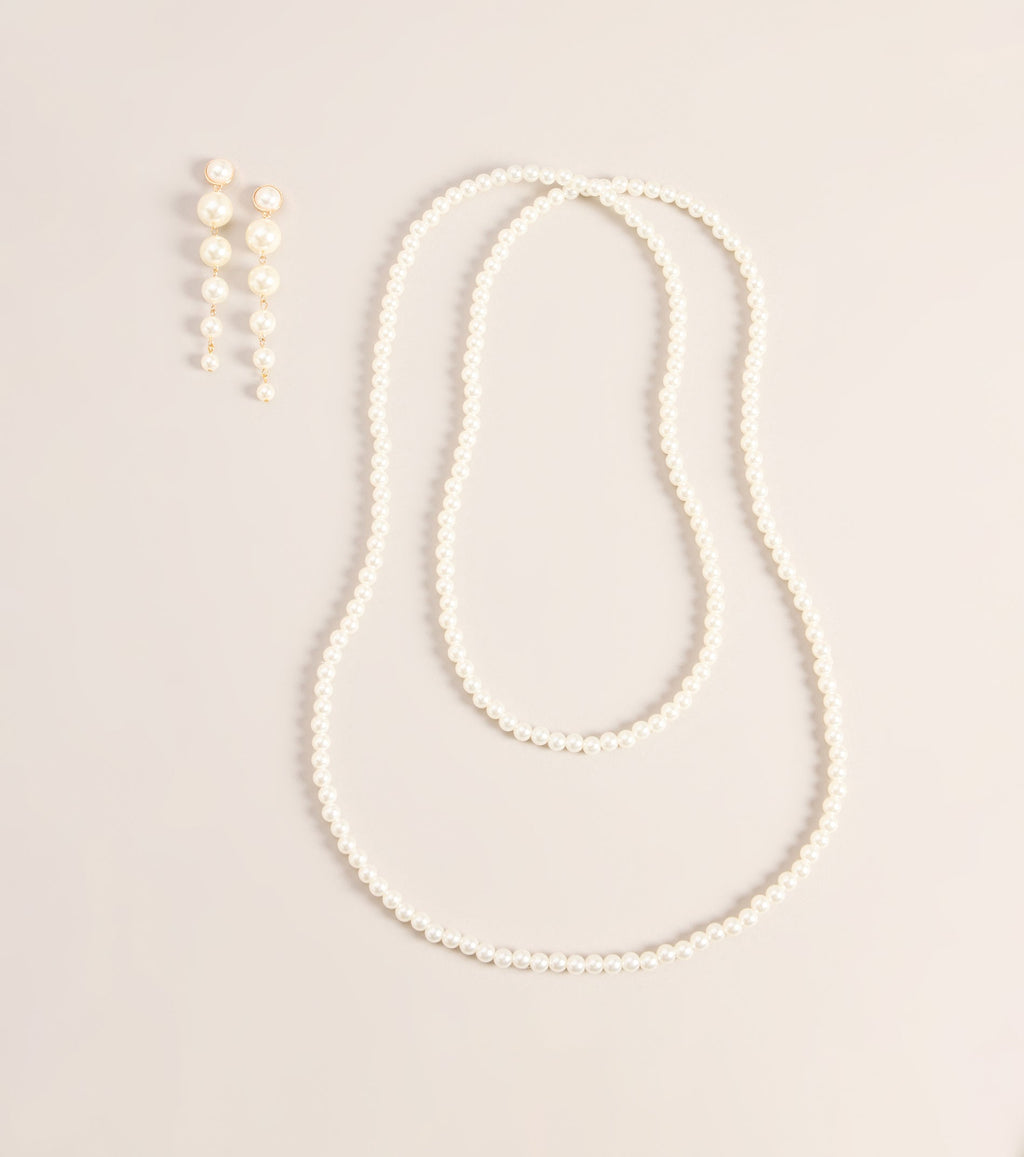 Conjunto de joyería Double Take de collar y aretes de perlas