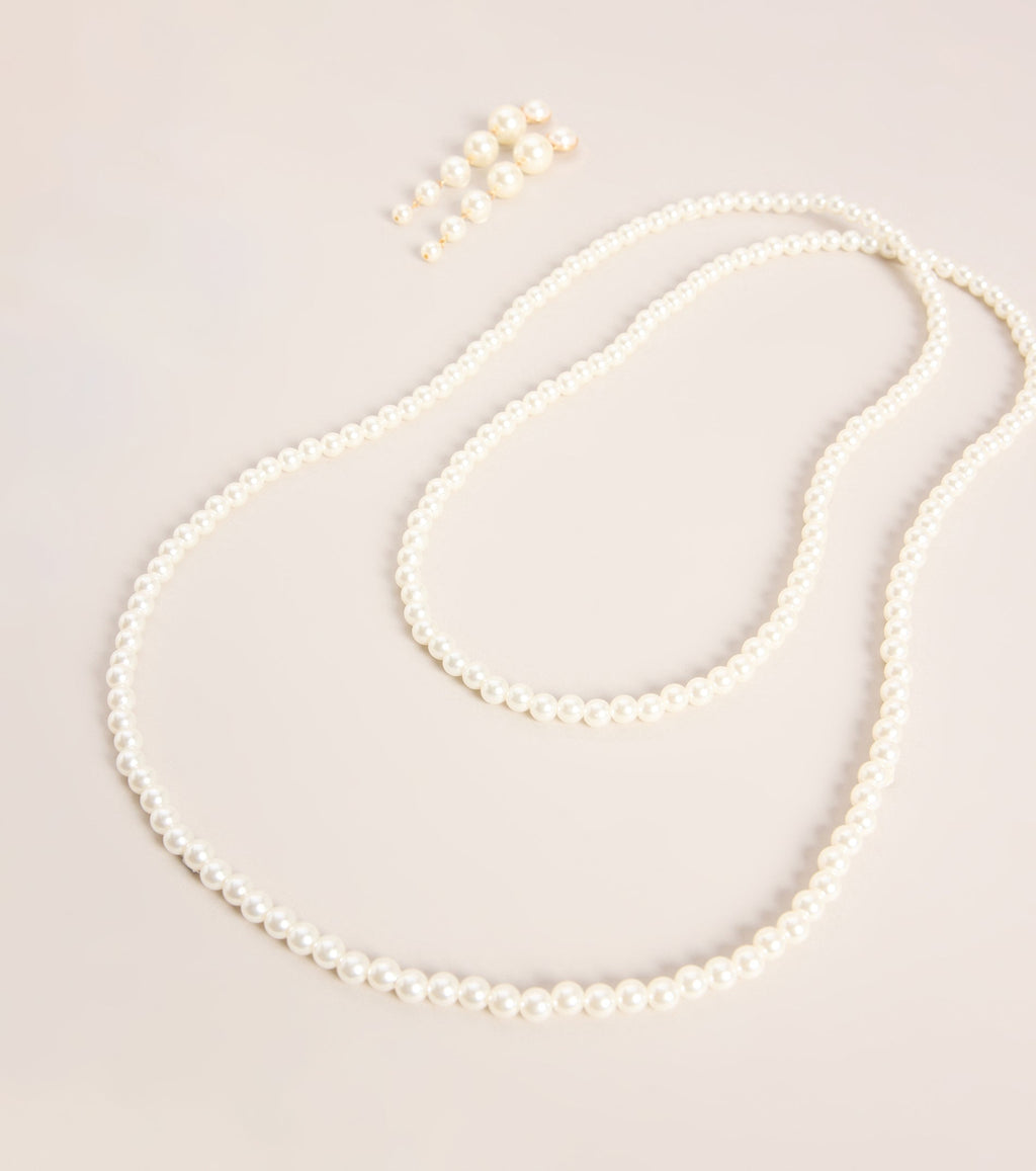Conjunto de joyería Double Take de collar y aretes de perlas