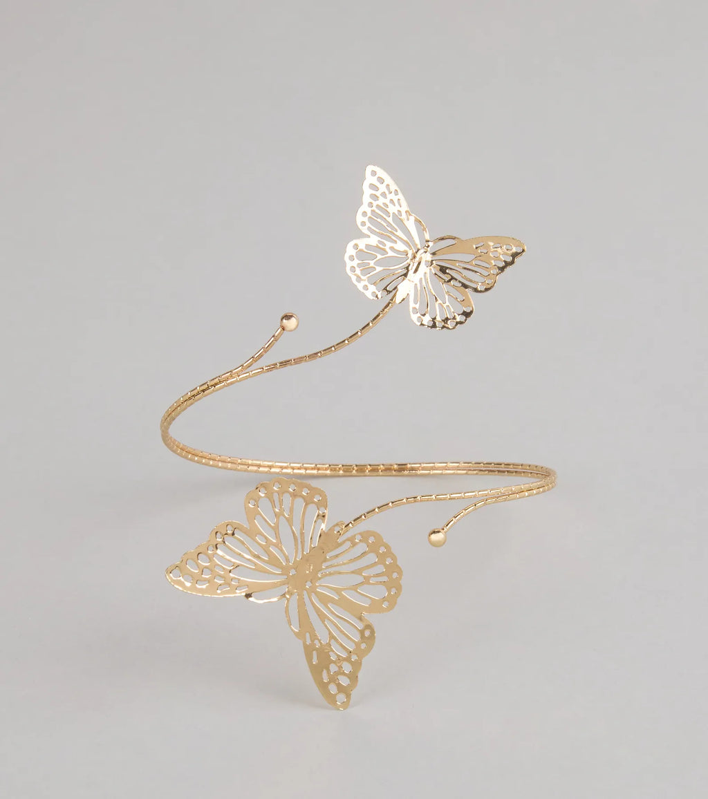 Brazalete para el brazo con mariposa etérea – Joyería llamativa, ligera y elegante