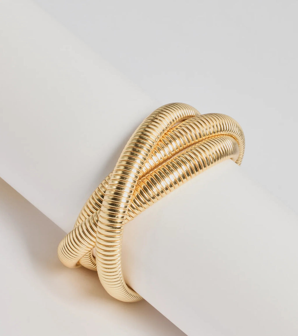 Pulsera de metal con cadena de serpiente retorcida para mujer y hombre