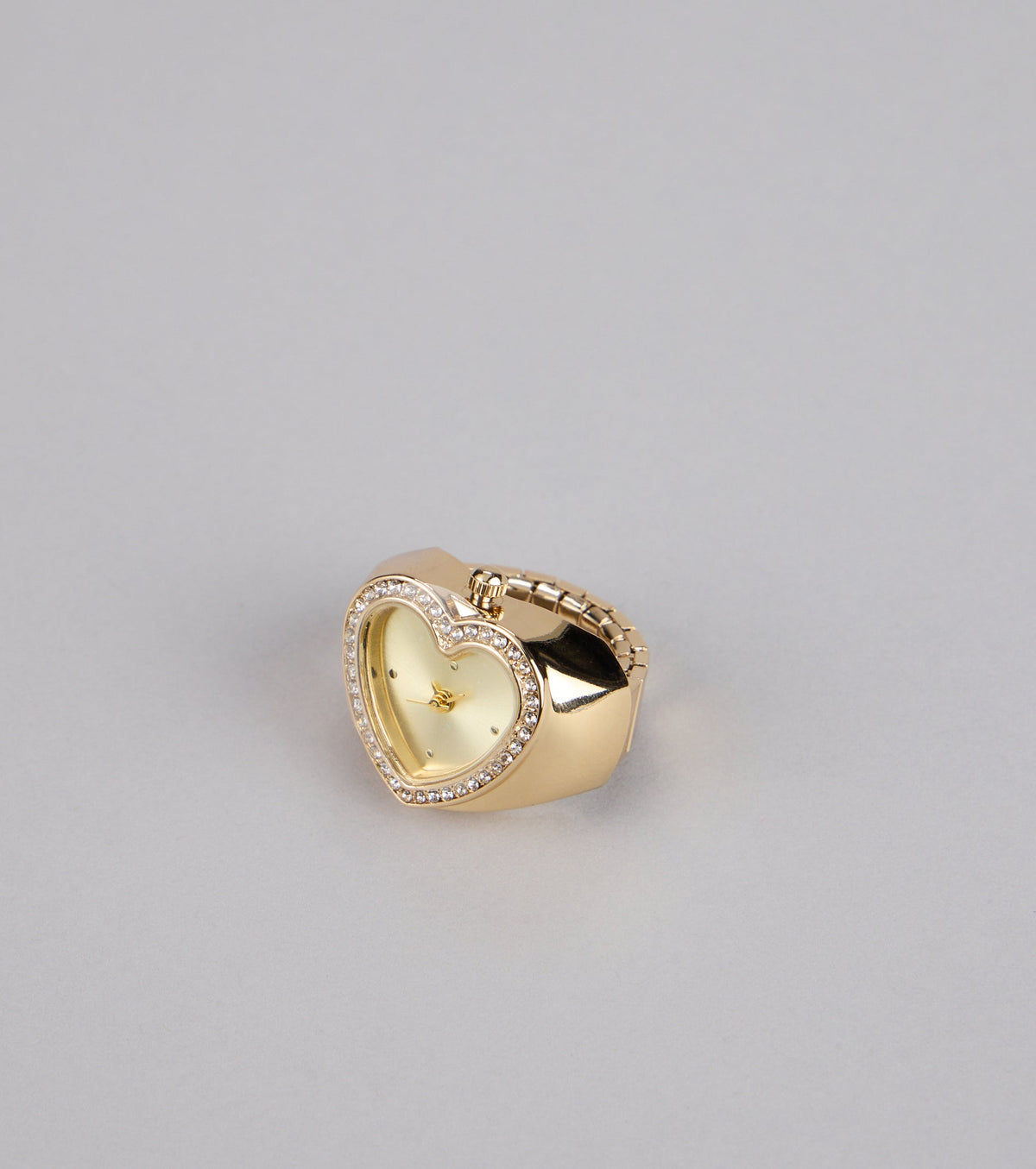 Anillo reloj Sweetheart Hour con corazón de pedrería brillante