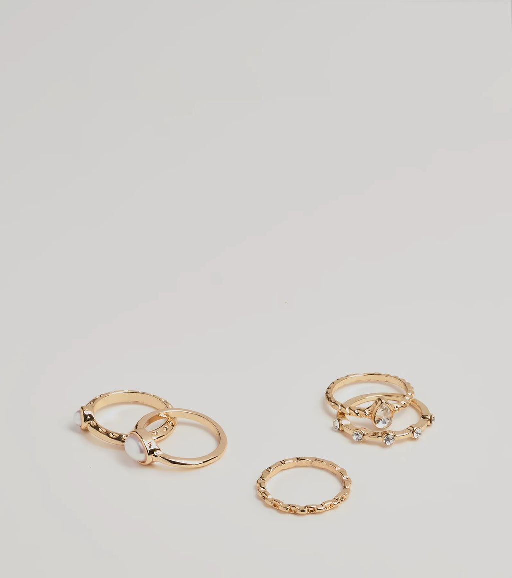 Set de 5 anillos elegantes para el día a día