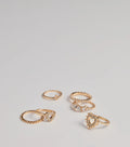 Set de seis anillos románticos con corazón y pedrería