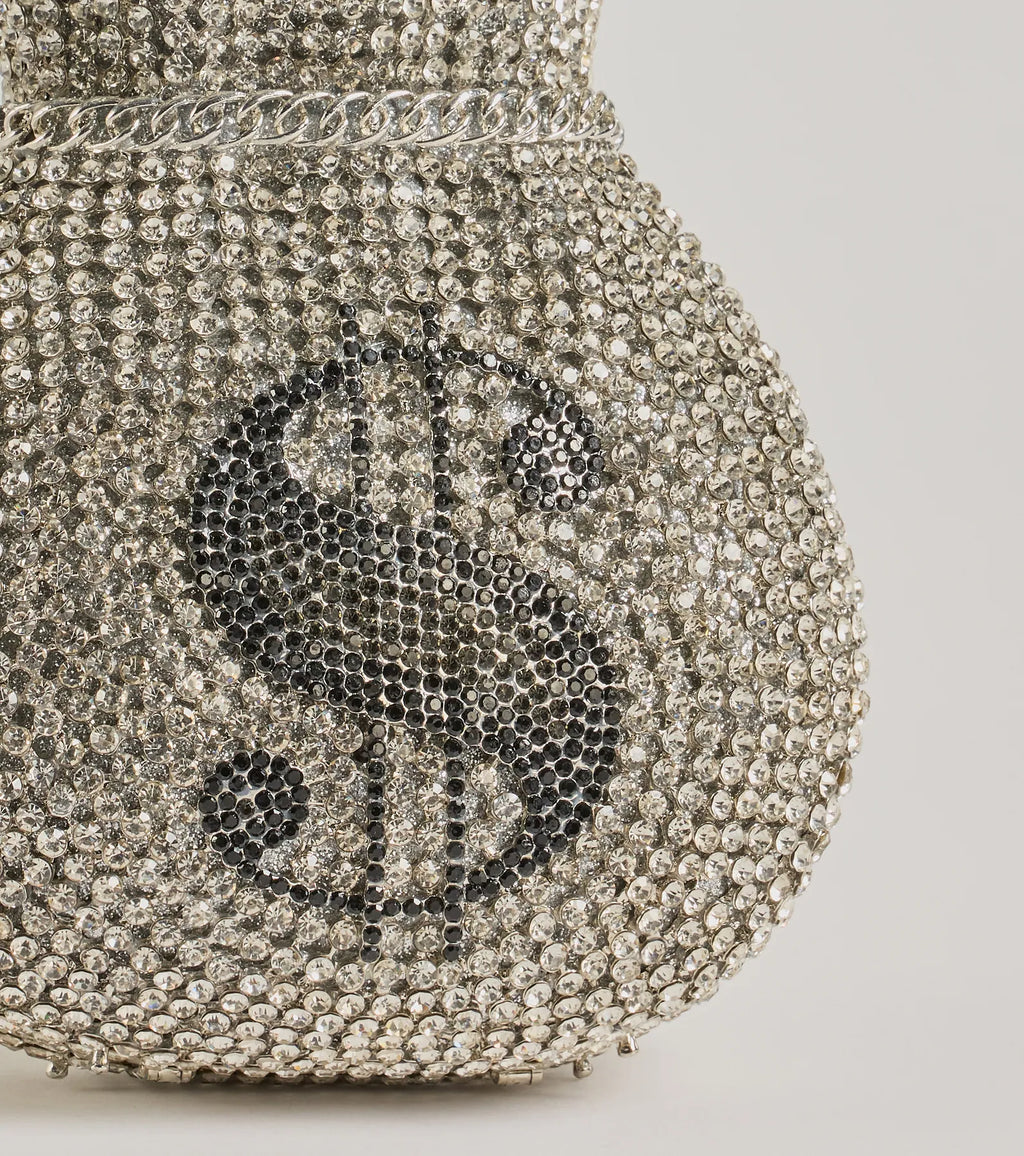 Cartera de mano glamurosa con pedrería Consigue ese dinero