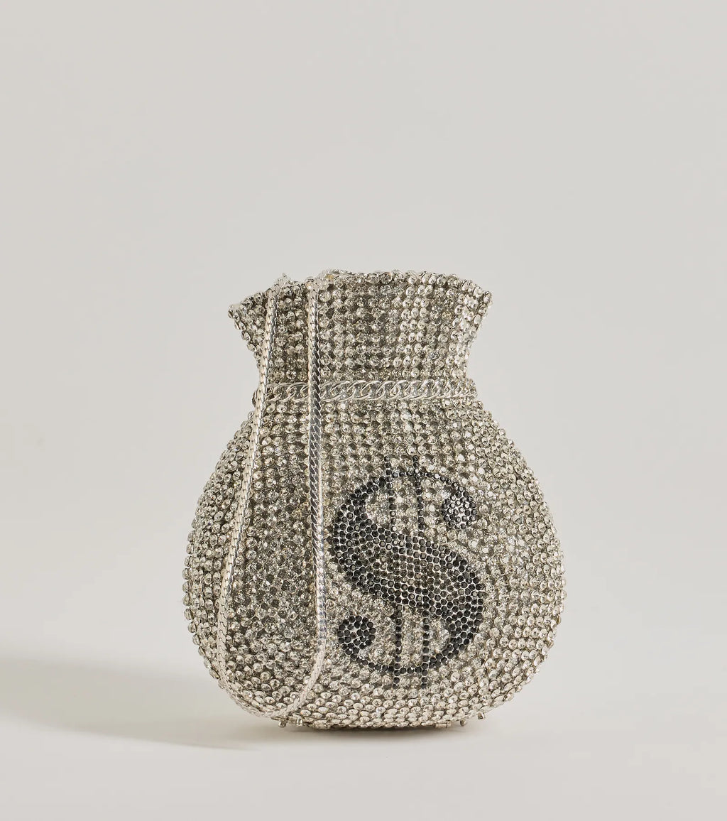 Cartera de mano glamurosa con pedrería Consigue ese dinero