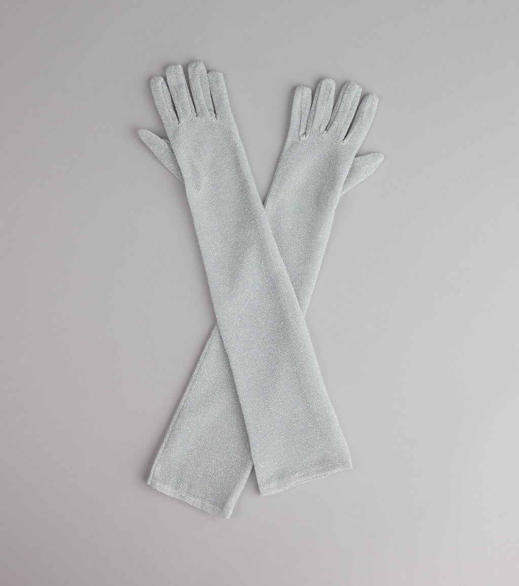Guantes largos de malla con purpurina brillante Shine On
