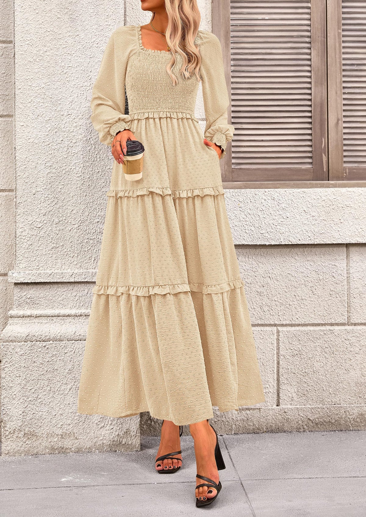 Vestido largo de plumetis