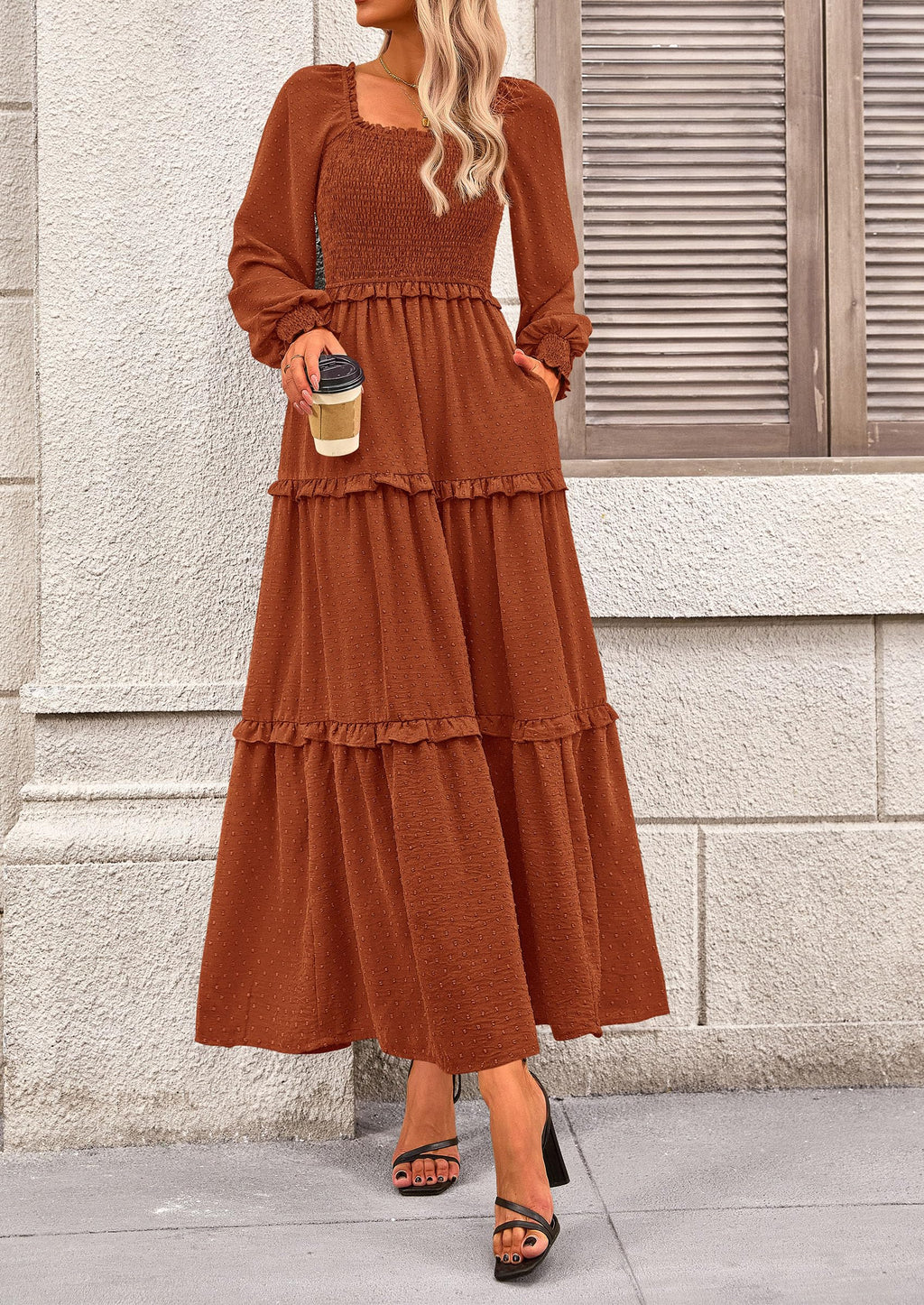 Vestido largo de plumetis
