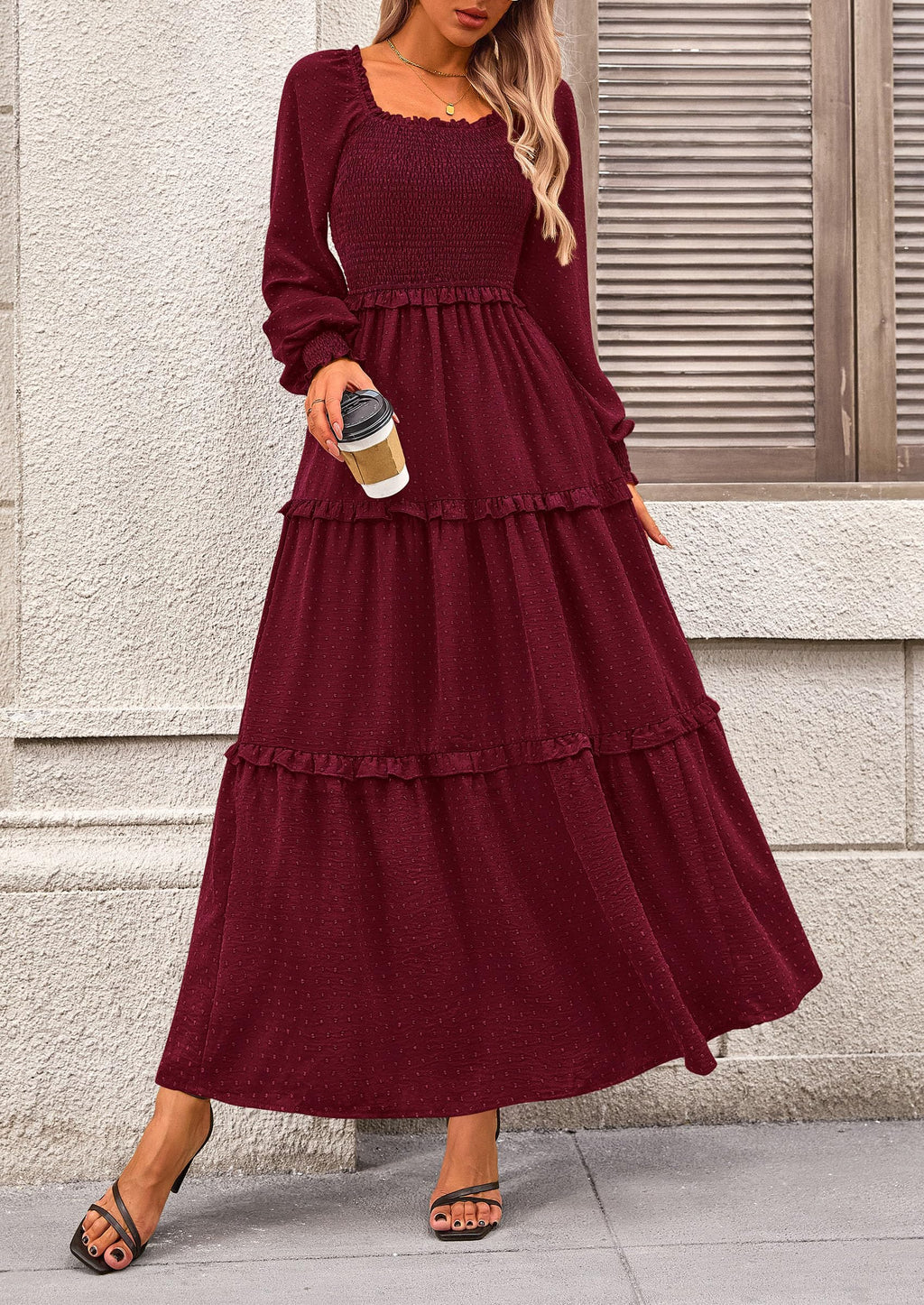 Vestido largo de plumetis