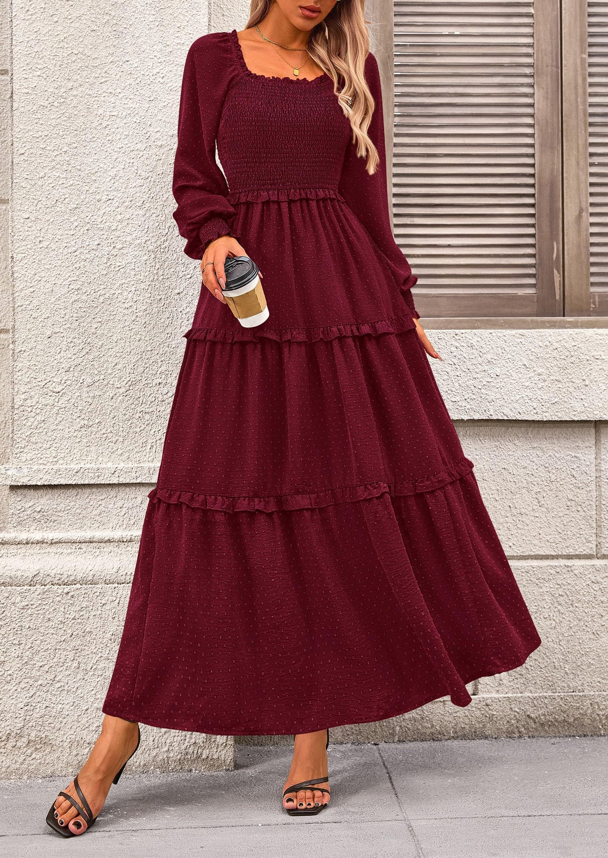 Vestido largo de plumetis