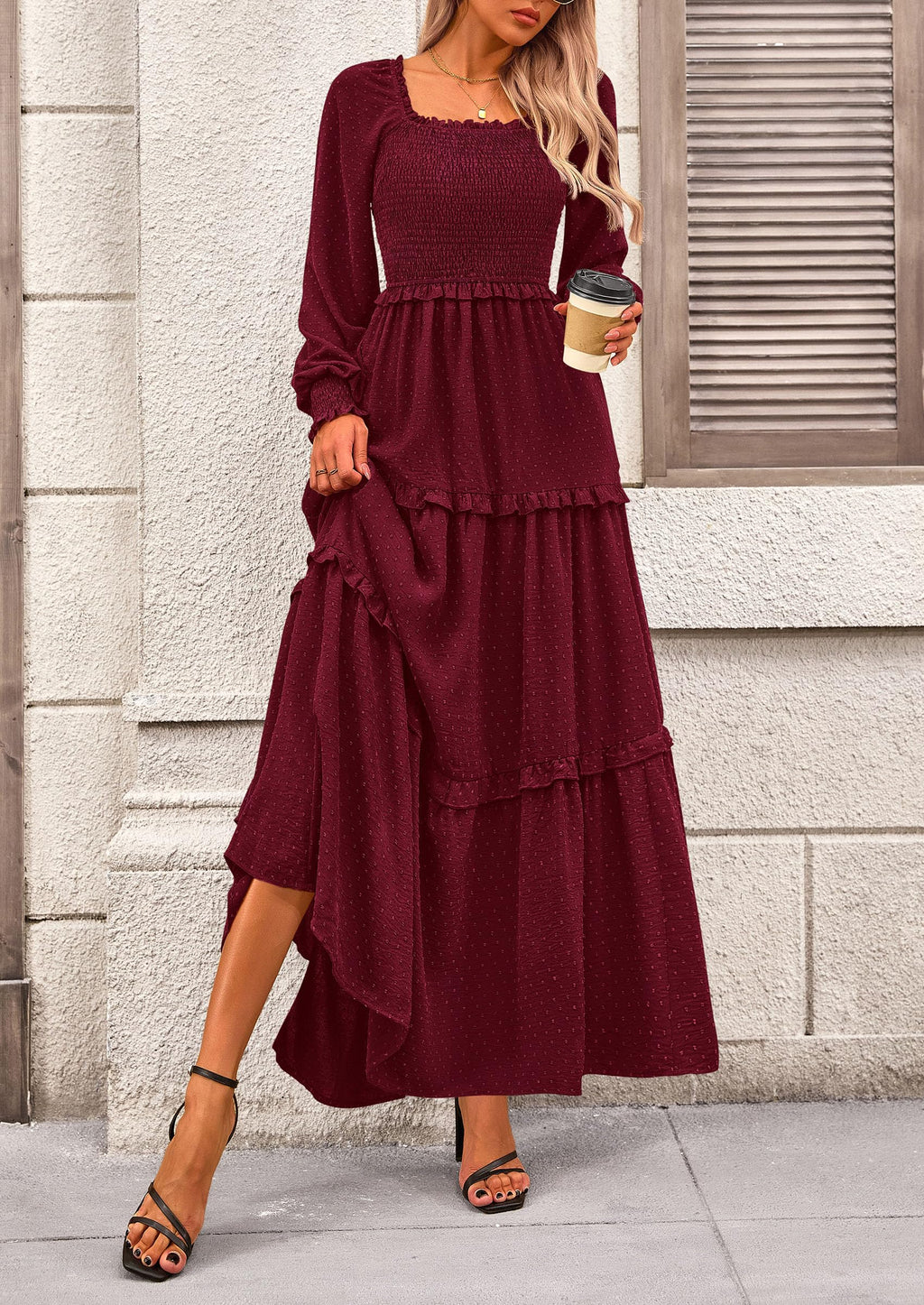 Vestido largo de plumetis