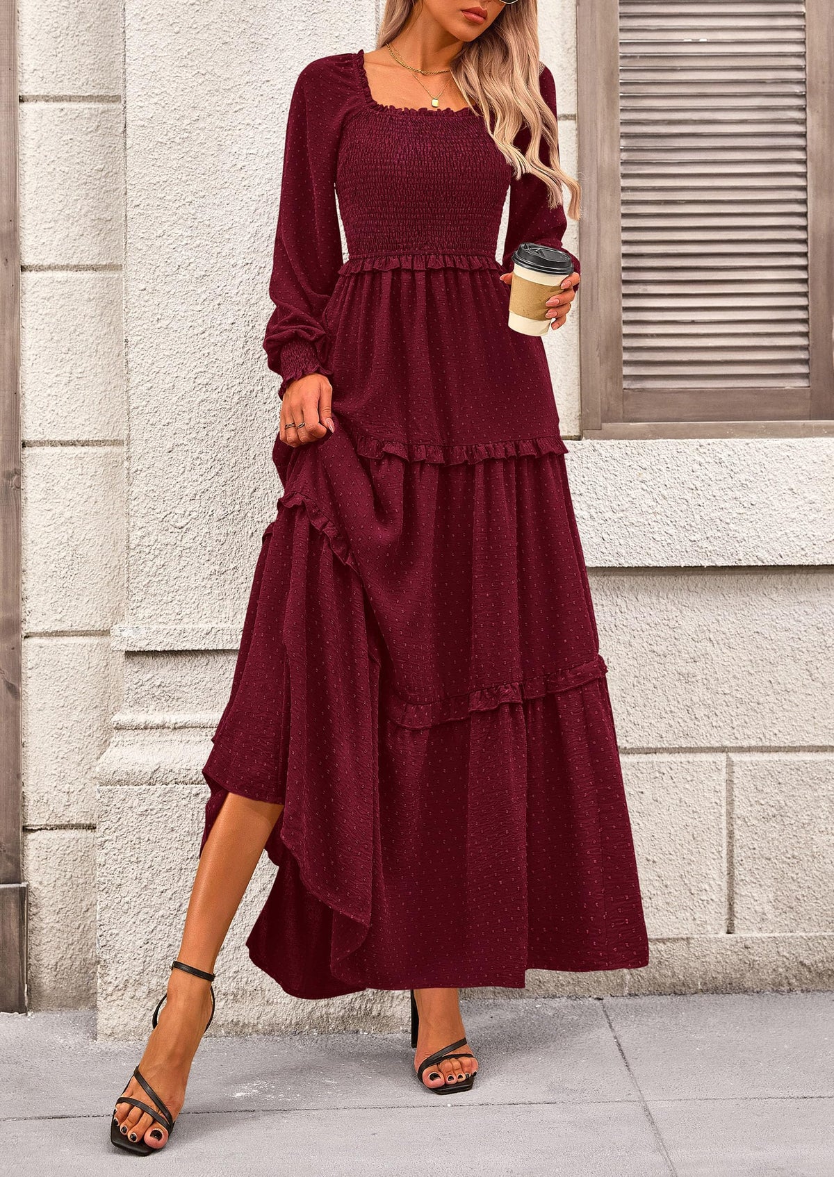 Vestido largo de plumetis