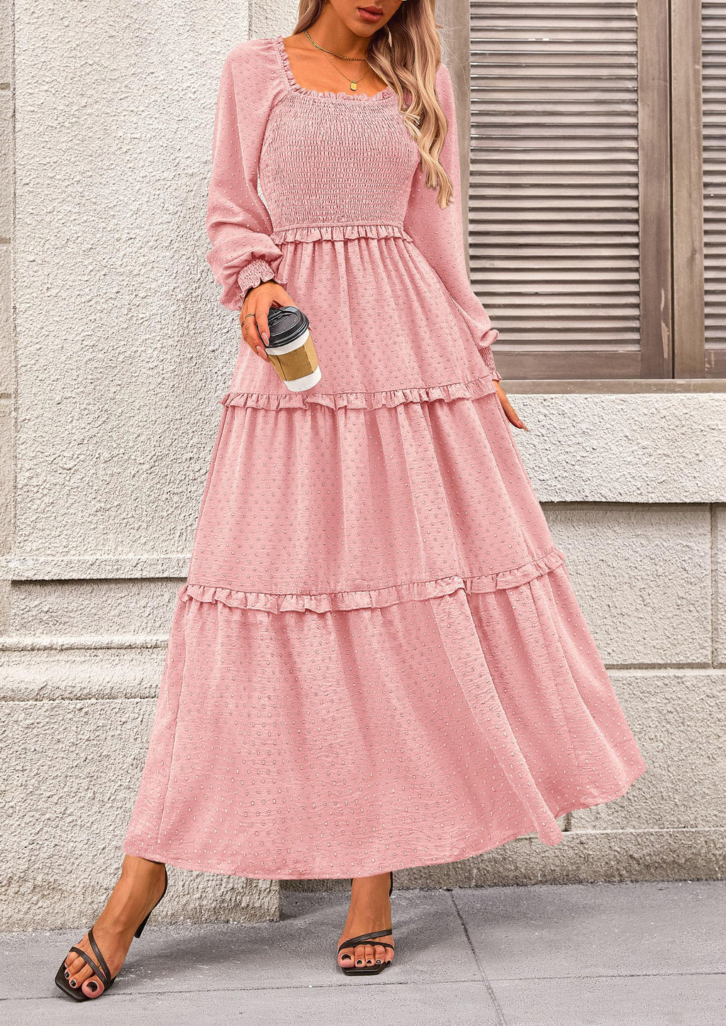 Vestido largo de plumetis