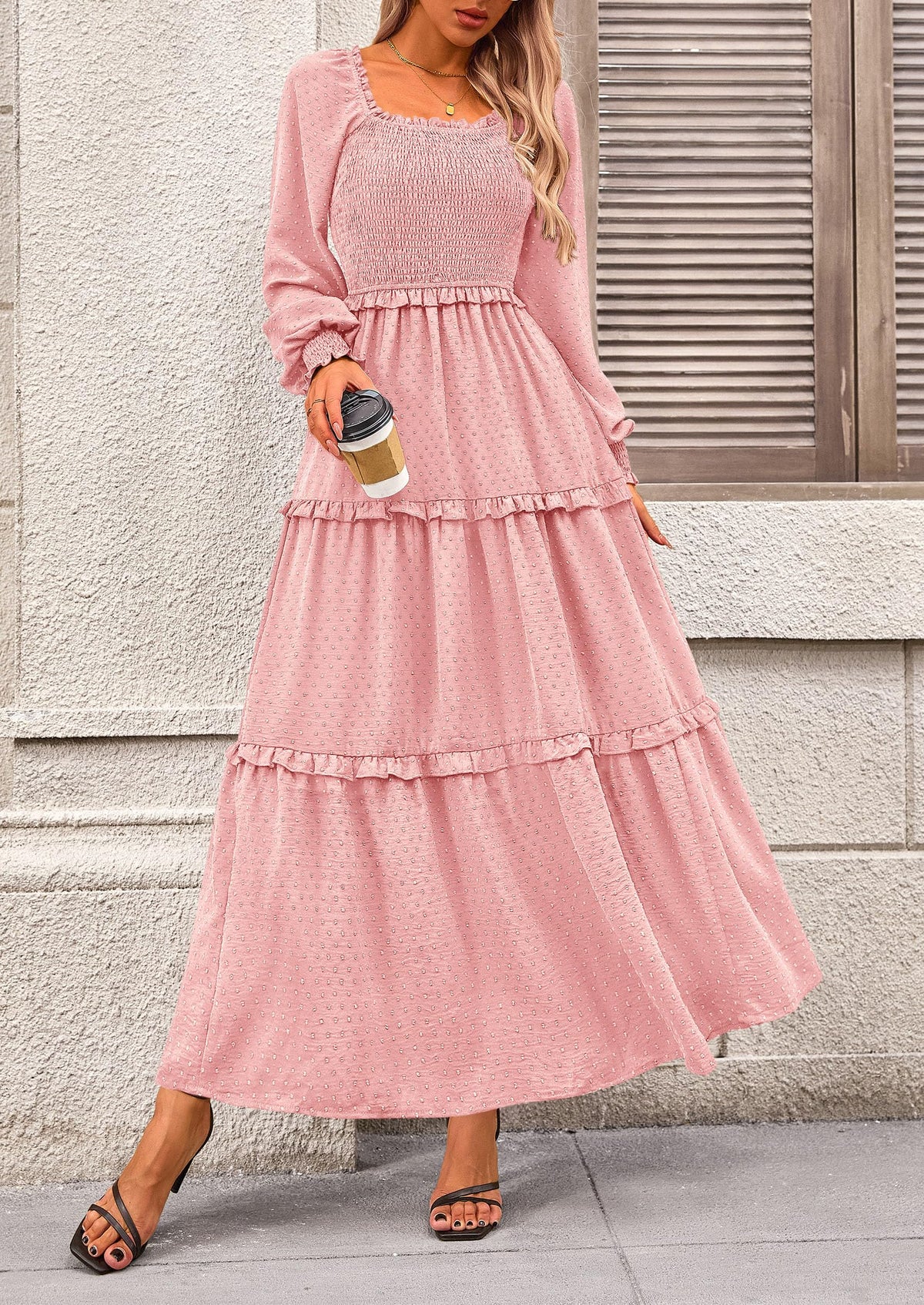 Vestido largo de plumetis