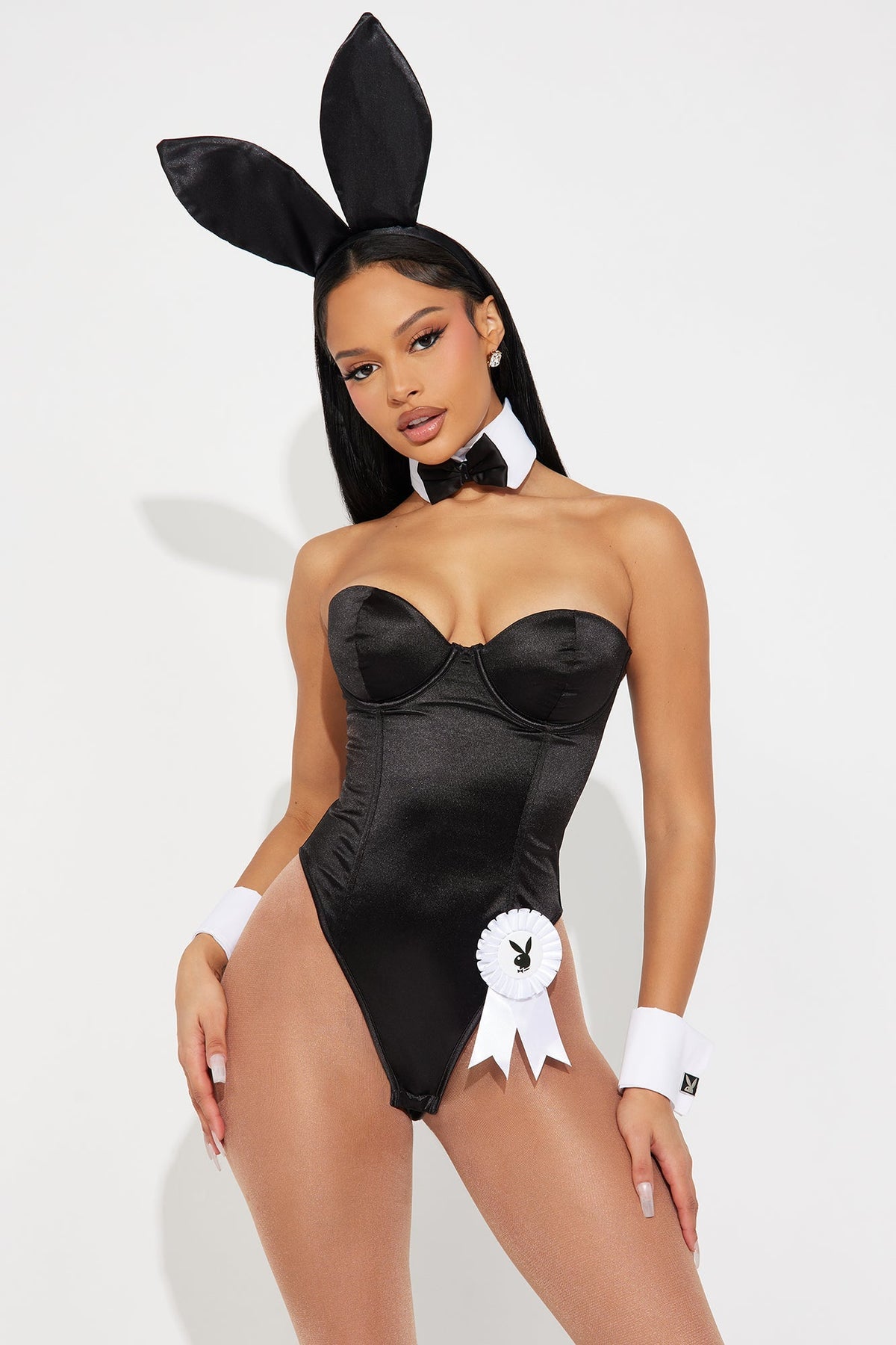 Conjunto de disfraz Playboy Classic Bunny de 8 piezas con cordones – Negro