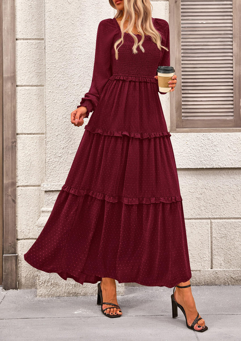 Vestido largo de plumetis