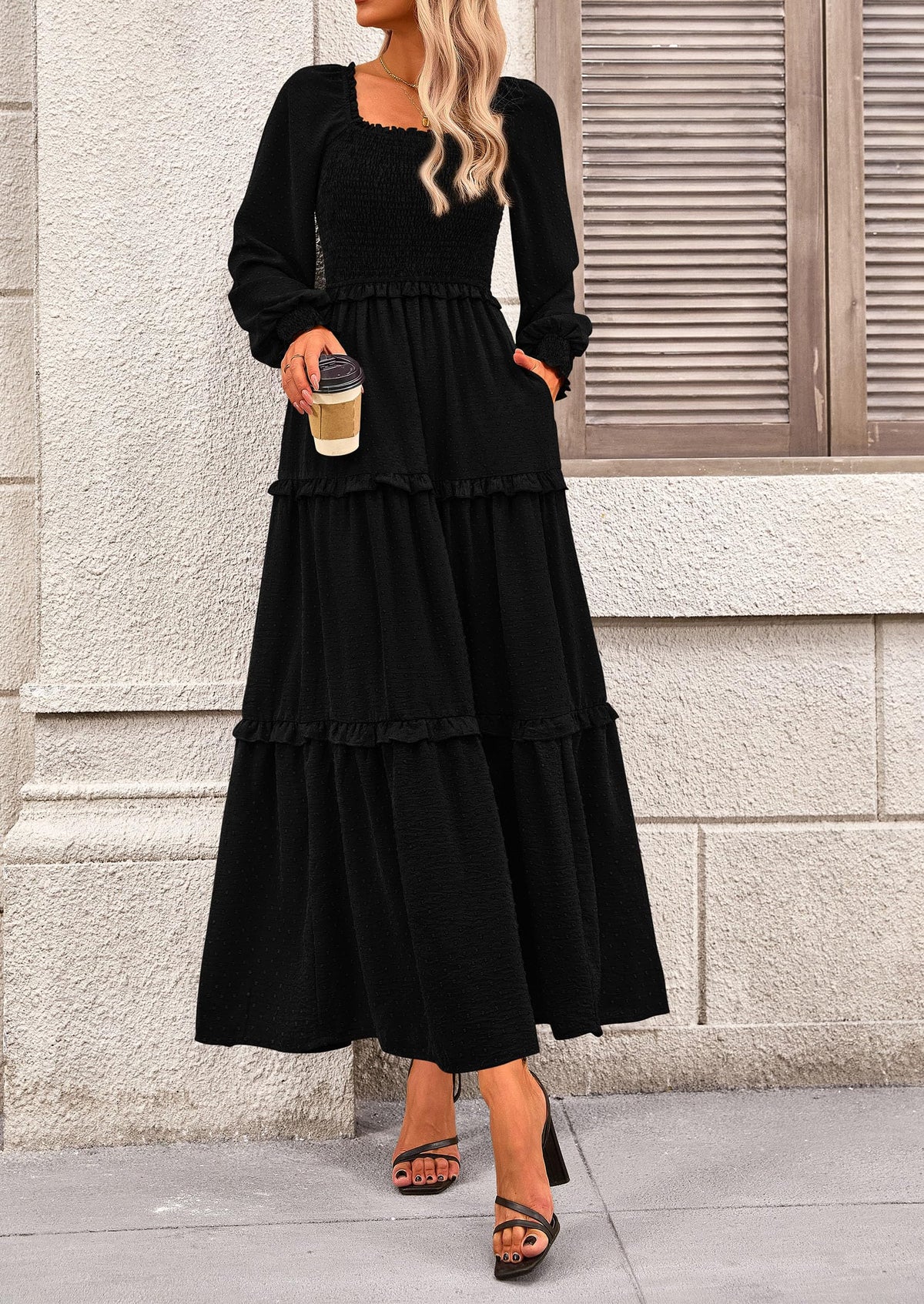 Vestido largo de plumetis