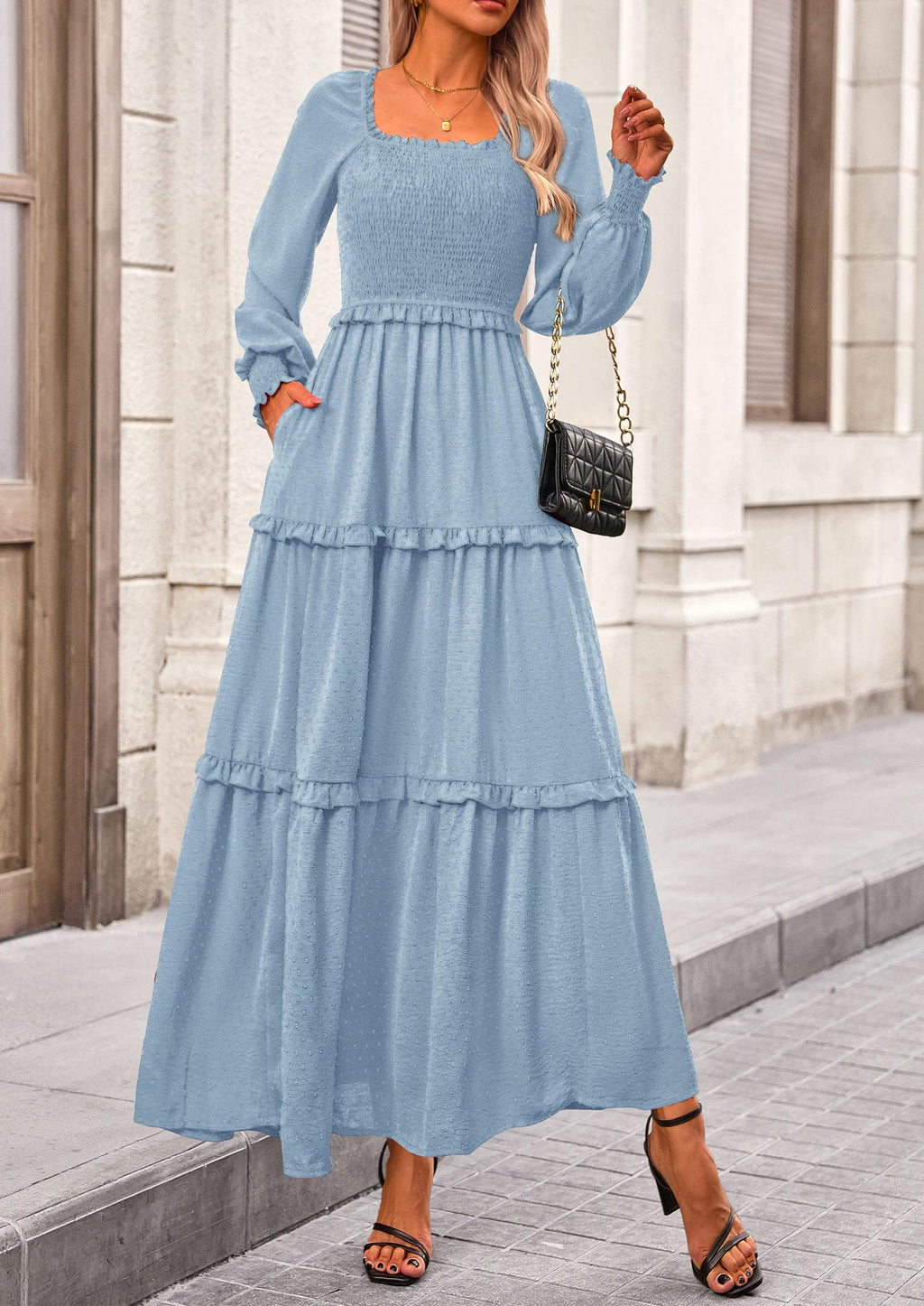 Vestido largo de plumetis