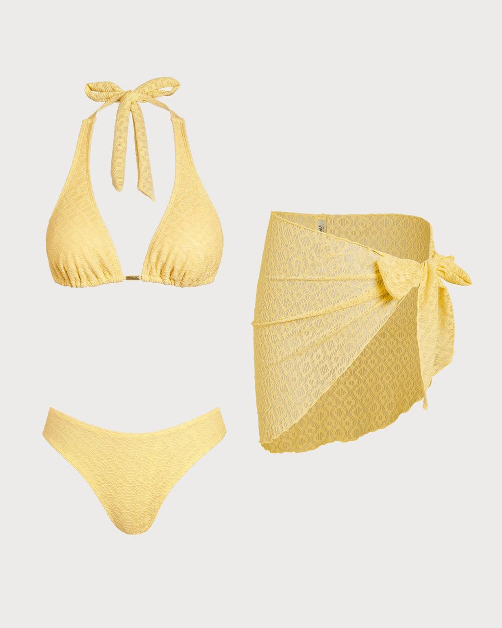 Conjunto de bikini jacquard texturizado amarillo sol