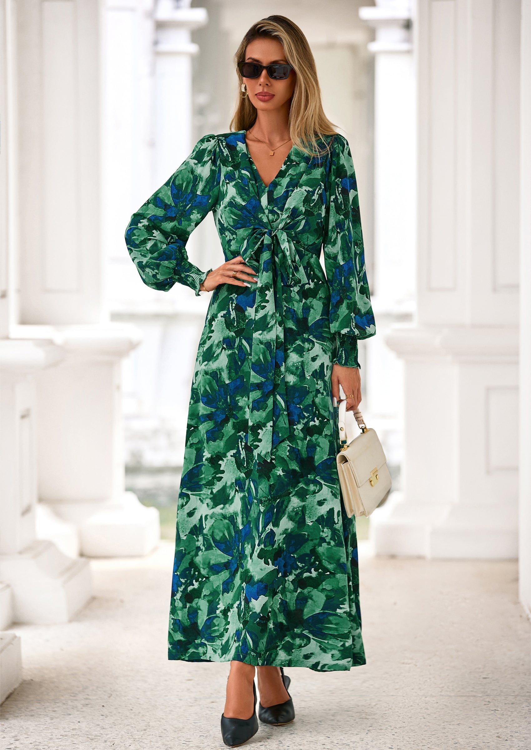 Vestido floral cinturón