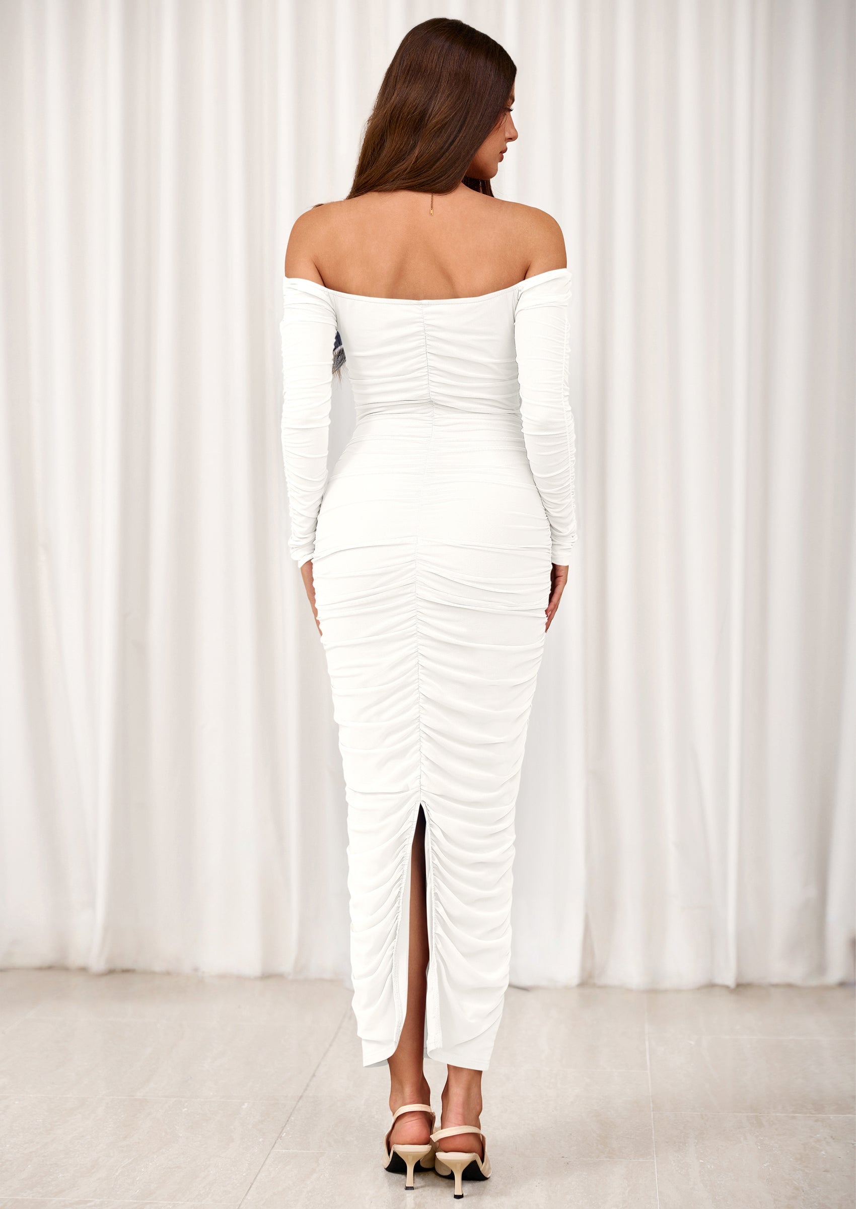 Vestido largo fruncido