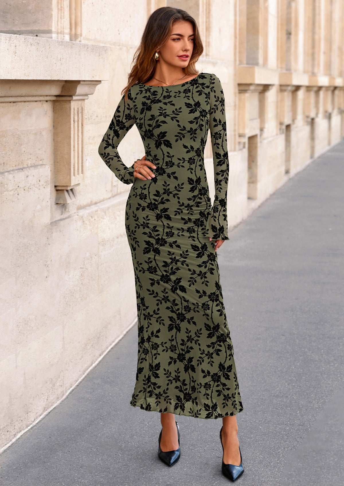Vestido largo de malla