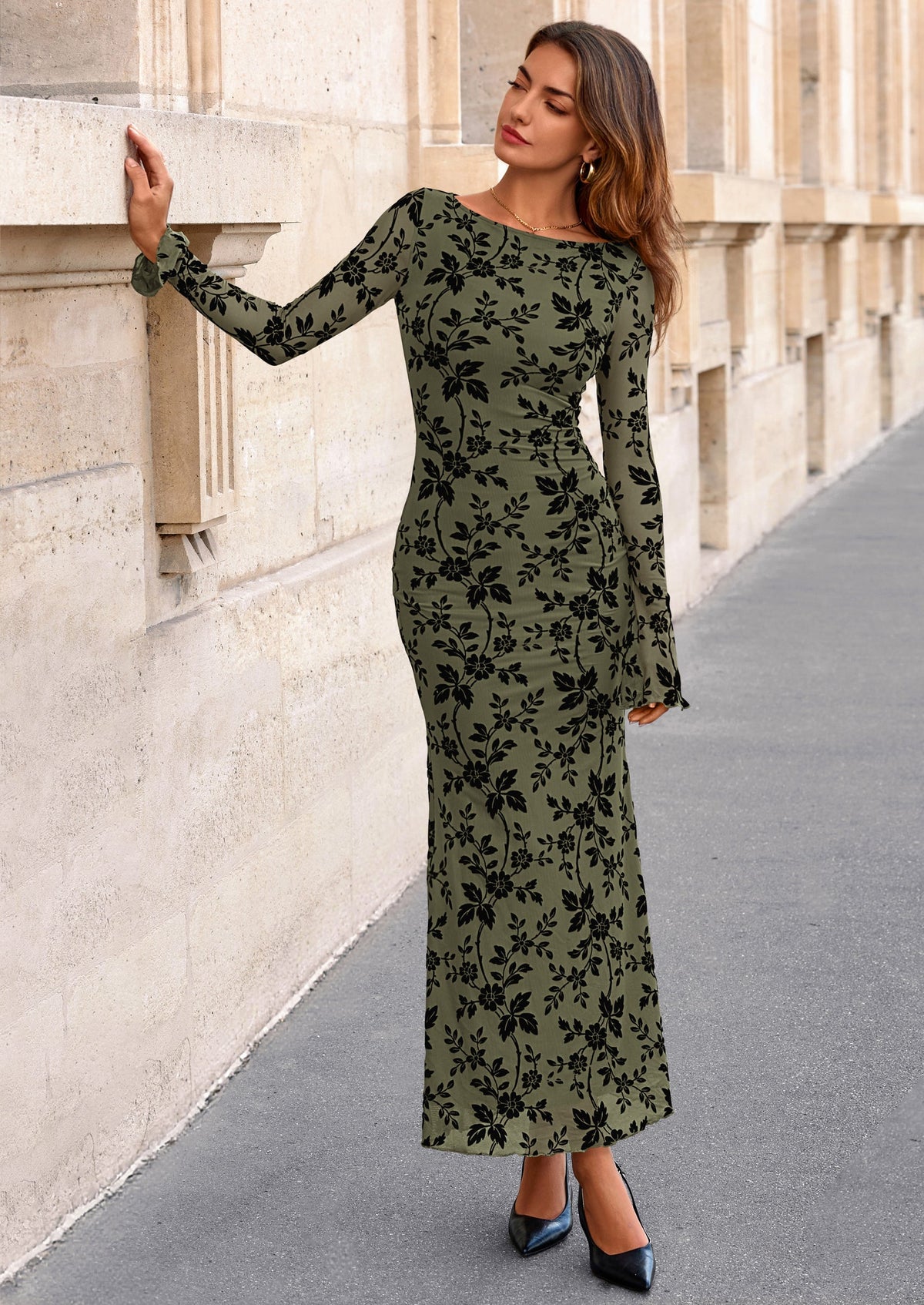Vestido largo de malla
