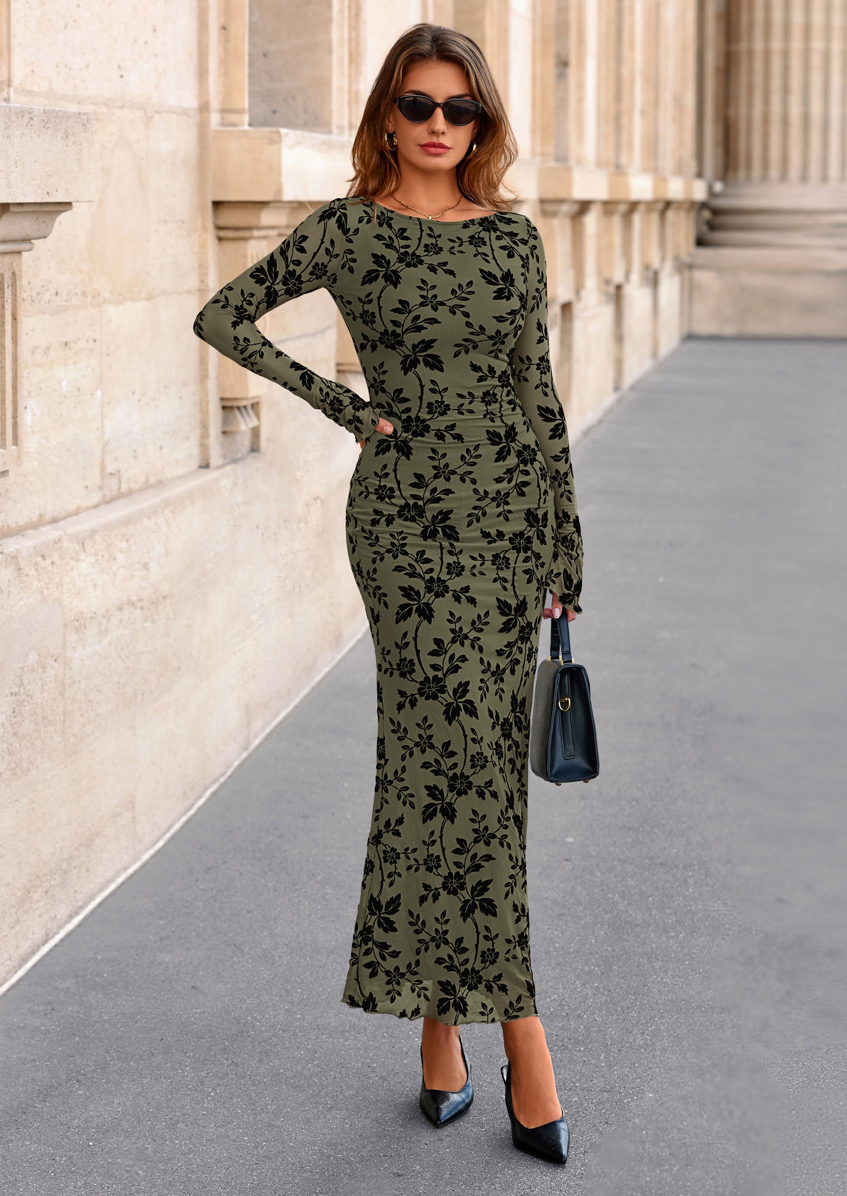 Vestido largo de malla