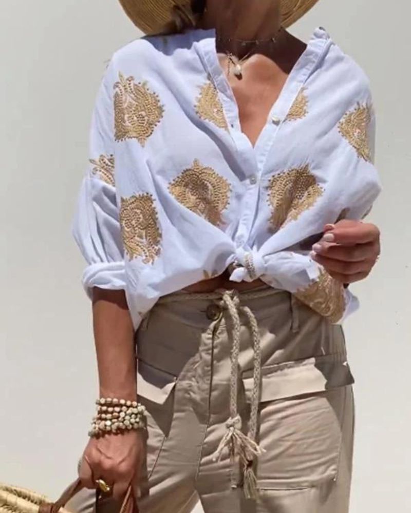 Blusa Bordada Holgada – Estilo Fresco