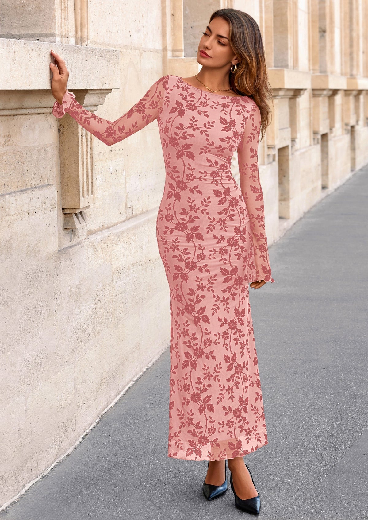 Vestido largo de malla