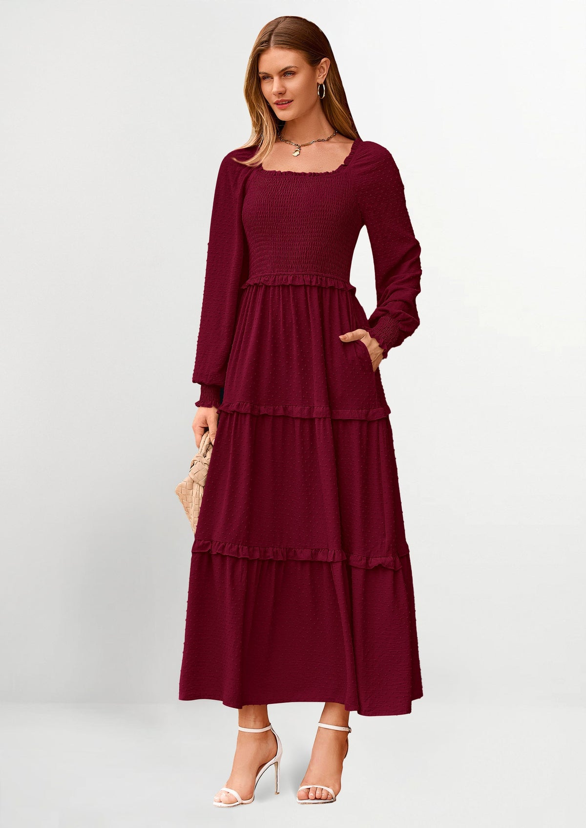 Vestido largo de plumetis
