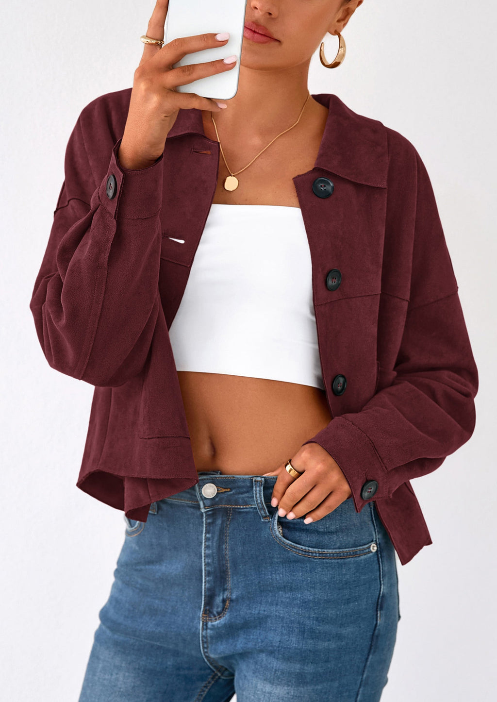 Chaqueta corta de gamuza