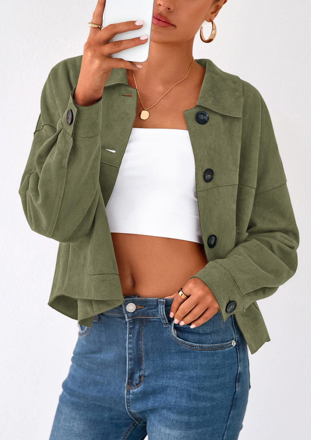 Chaqueta corta de gamuza