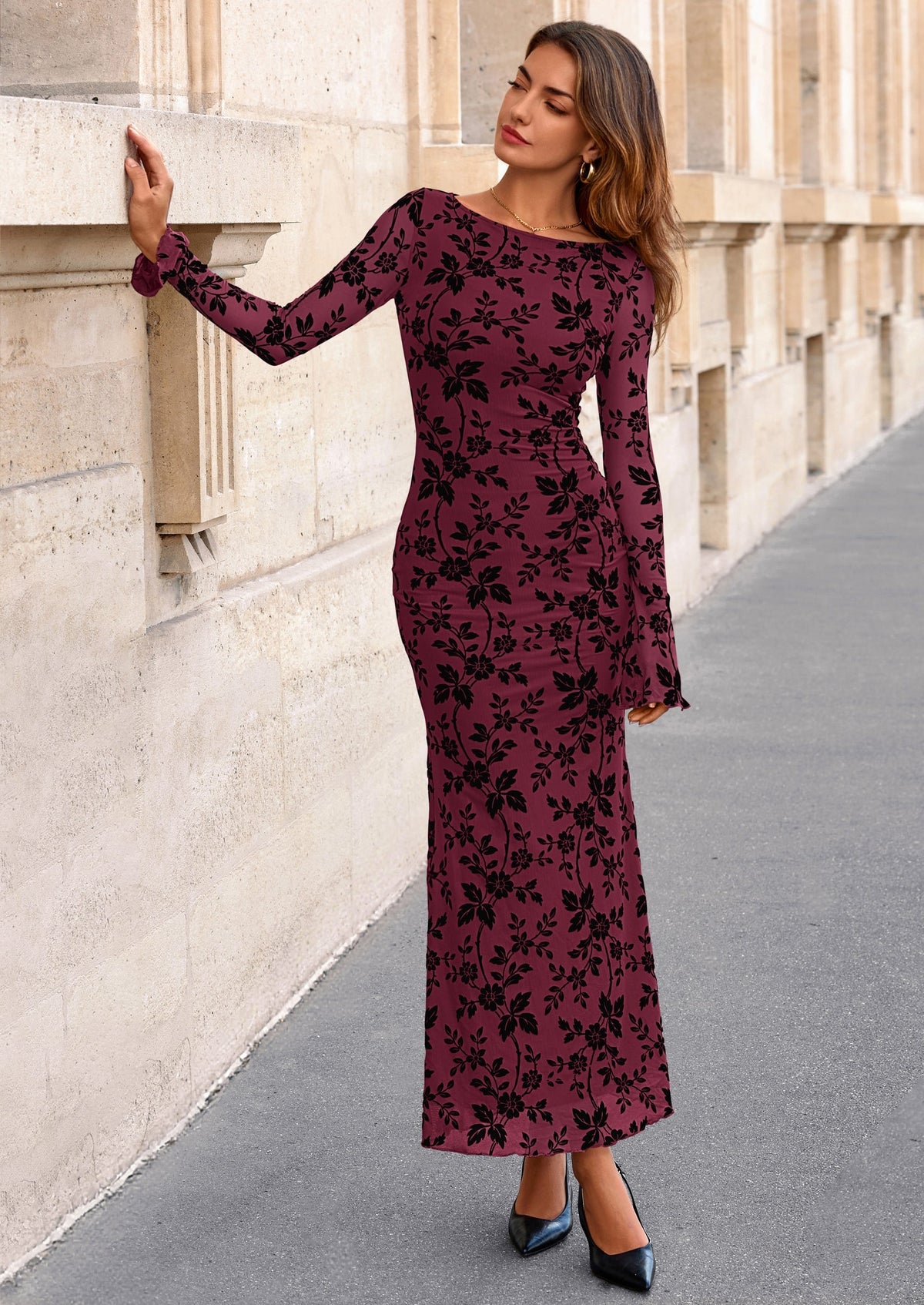 Vestido largo de malla